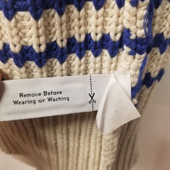 J Crew Ripplestitch Sweater Cardigan Button Down Cotton Blue Striped Chunky XXS - Picture 9 of 10